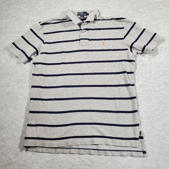Polo Ralph Lauren Shirt Mens XL Gray Striped Golf Performance High Low Slit - Picture 1 of 9